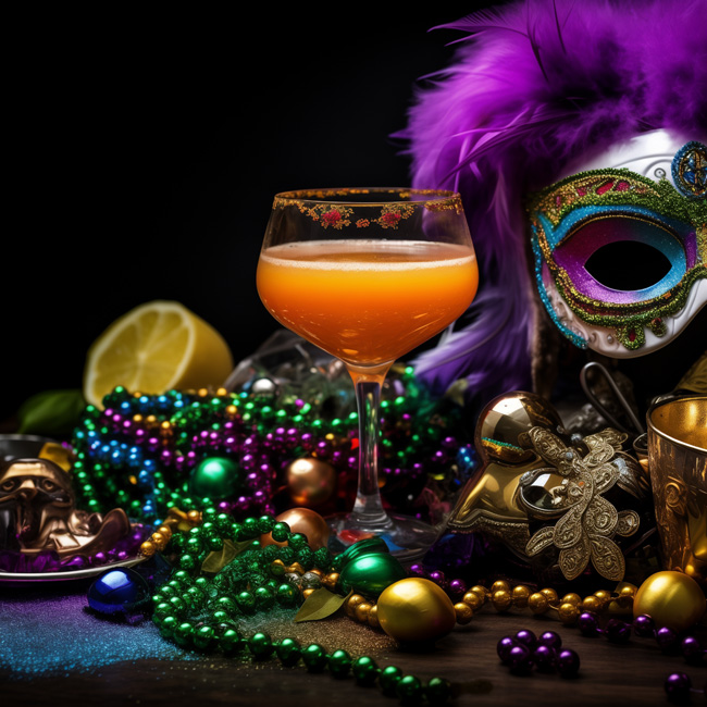 Mardi Gras Celebration Decor & Drink